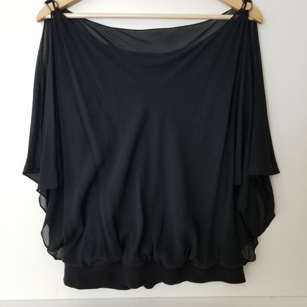Elegant Black Silk Layered Blouse